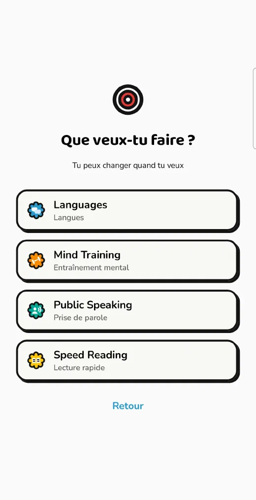 Tulbrain : la question « Que veux-tu faire ? » avec Languages, Mind Training et Speed Reading