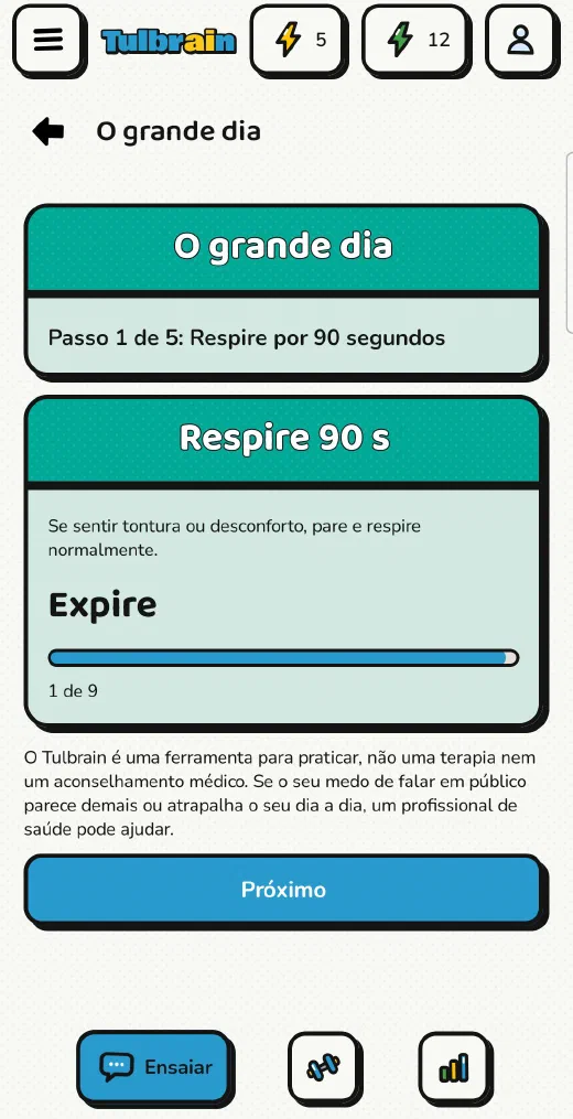 Tulbrain · A tela O grande dia no Public Speaking
