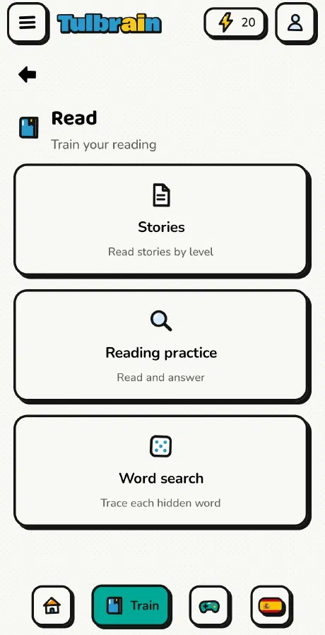 Tulbrain: a reading shown as running text.